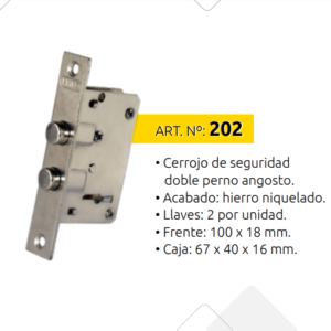 CERRADURA PRIVE 202 CERROJO PLACARD