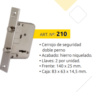 CERRADURA PRIVE 210 CERROJO