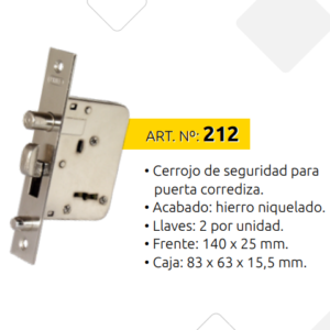 CERRADURA PRIVE 212 CORREDIZA