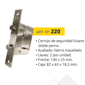 CERRADURA PRIVE 220 CERROJO
